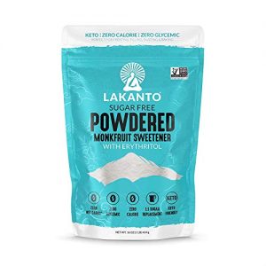 Lakanto Powdered Monk Fruit Sweetener – Powdered Sugar Substitute, Zero Calorie, Keto Diet Friendly, Zero Net Carbs, Zero Glycemic, Baking, Extract, Sugar Replacement (1 Lb)