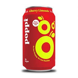 POPPI Sparkling Prebiotic Cherry Limeade Soda w/ Gut Health & Immunity Benefits, Beverages made with Apple Cider Vinegar, Seltzer Water & Fruit Juice, Low Calorie & Low Sugar Drinks, 12oz (12 Pack)
