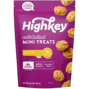 HighKey Low Carb Banana Nut Muffin Treats – 6.65oz Keto Snack Gluten Free Mini Muffins Healthy Zero Carb Diabetic Snack No Sugar Added Dessert Protein Cake Bites Sugar Free Sweets Diet Friendly Foods