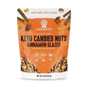 Lakanto Keto Mixed Candied Nuts Cinnamon Glazed – No Sugar Added, Sweetened with Monk Fruit, 3 Net Carbs, Keto Diet Friendly, Vegan, On the Go Snack Anytime (Cinnamon Glazed)