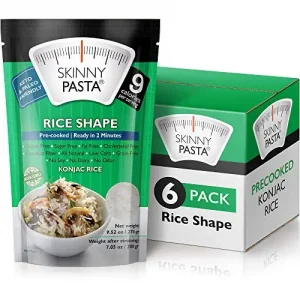 Skinny Pasta 9.52 oz – Shirataki Noodles The Only Odor Free 100% Konjac Noodle – Keto & Paleo Friendly – Carb Free – Low Calorie Food (Rice shape – 6 Pack)