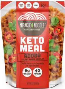 Miracle Noodle Keto Meal – Gluten Free, Non GMO, Vegan, Low Calorie, Low Carb, Grain Free – Adobo Plant Based Noodles, 9.2 oz (Pack of 6)