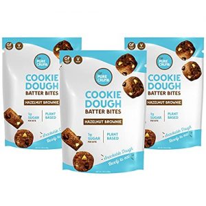 Plant Based Cookie Dough Batter Bites – Edible No Bake Snack, Made with Coconut Oil & Nut Butter – Low Sugar (1g), Keto Friendly, Vegan, Gluten-Free, Dairy-Free (Hazelnut Brownie, 3.46 Ounce (Pack of 3))