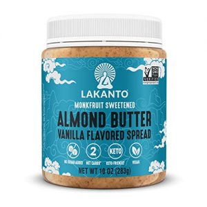 Lakanto Almond Butter Vanilla Flavored Spread – Sweetened with Monk Fruit Sweetener, Keto Diet Friendly, Vegan, 2 Net Carbs, Non GMO, Sandwiches, Toast, Smoothie, Cereal, Oatmeal, and More – 10 oz