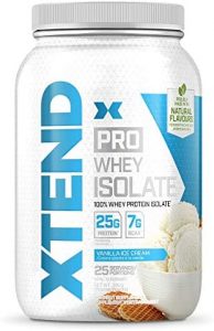 XTEND Pro Protein Powder Vanilla Ice Cream | 100% Whey Protein Isolate | Keto Friendly + 7g BCAAs with Natural Flavors | Gluten Free Low Fat Post Workout Drink | 1.8lbs