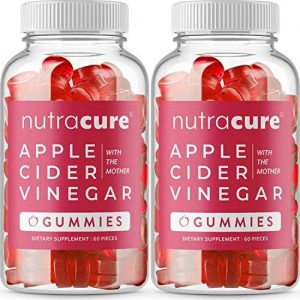 (2-Pack) Nutracure Apple Cider Vinegar Gummies for Keto, Detox, & Cleanse – Non-GMO ACV Gummies with The Mother
